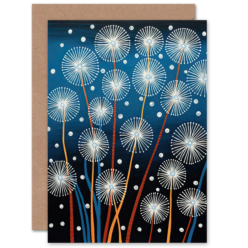 image 1 of Dandelion Fireflies Abstract Him Her Birthday Card