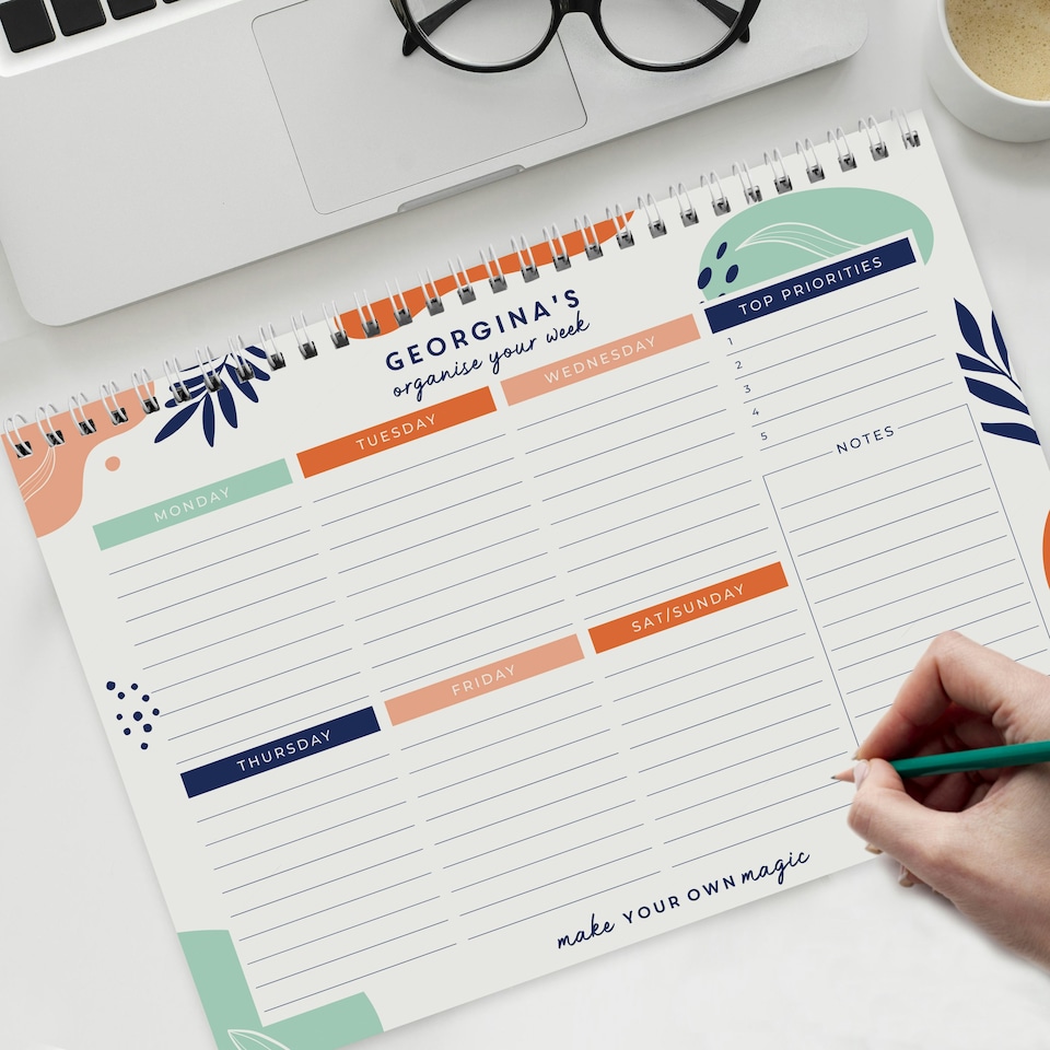 image 1 of Personalised Tropical A4 Desk Planner