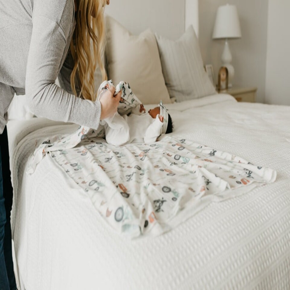 image 1 of Copper Pearl Knitted Swaddle Blanket Jo