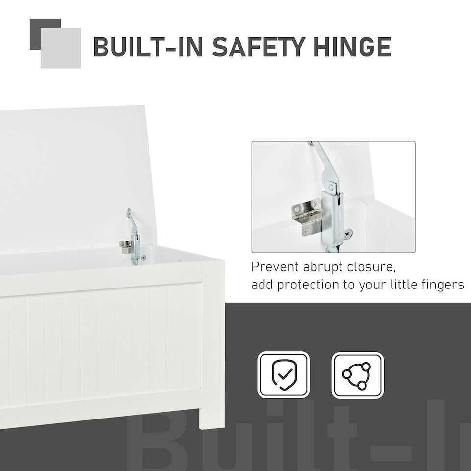 image 1 of HOMCOM Storage Box Toy Chest Cabinet Unit Organizer with Safety Hinges White
