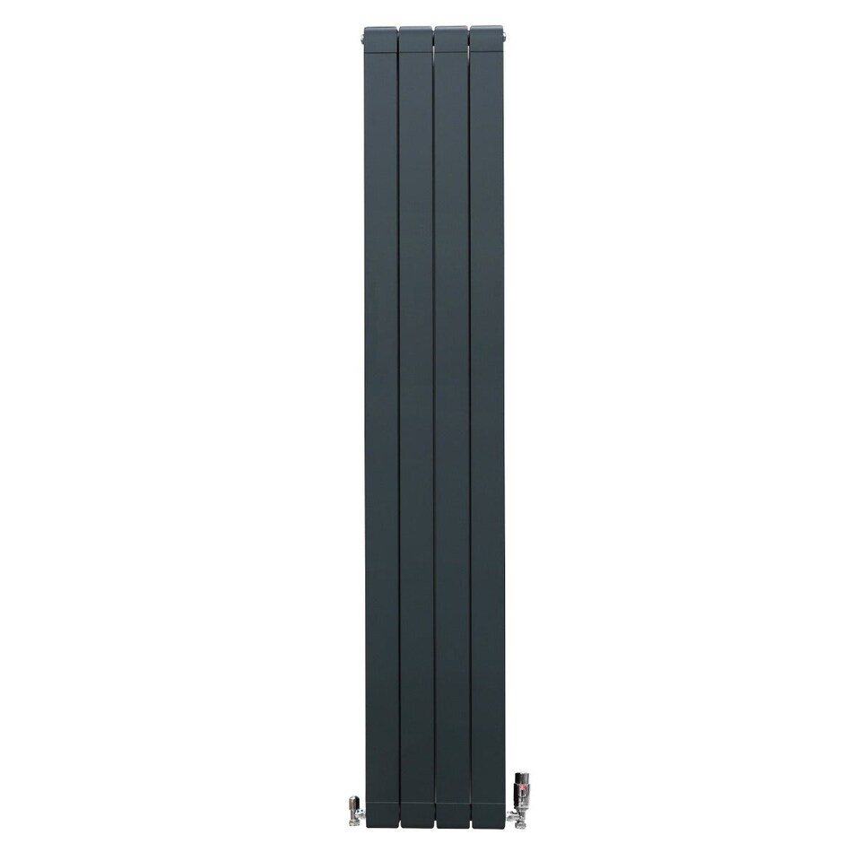 image 1 of Aluminium Radiator & Valves 1800mm x 315mm Anthracite Grey
