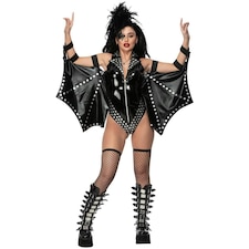 Fever Womens/Ladies Rockstar Costume - Black/White - XS XS
