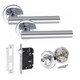 image 1 of Golden Grace Straight T-Bar Bathroom Classic Door Handles Set in Polished Chrome Finish with Thumbturn & Mortise Lock Chrome