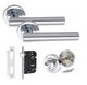 image 1 of Golden Grace Straight T-Bar Bathroom Classic Door Handles Set in Polished Chrome Finish with Thumbturn & Mortise Lock | Chrome | 1 Set