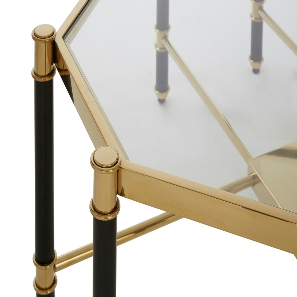 image 1 of Allessi Silver Metal and Side Table with Black Legs Black