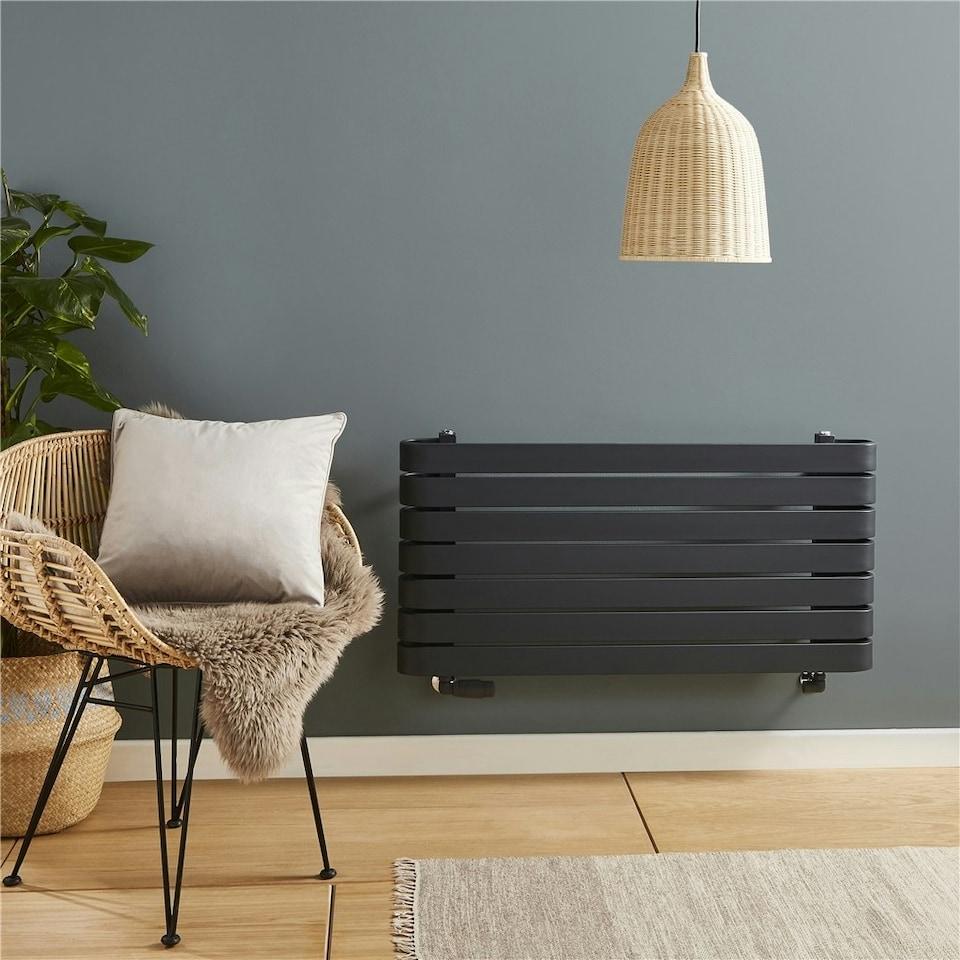 image 1 of 500mm (H) x 1000mm (W) - - Horizontal Bathroom Towel Radiator (Chester -Anthracite) - (0.5m x 1.0m)