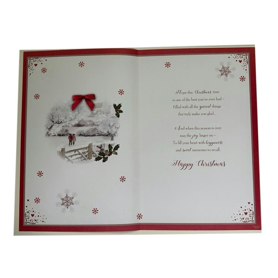 image 1 of For a Dear Granddaughter and Husband Couple Walking in Winter Wonderland Design Christmas Card