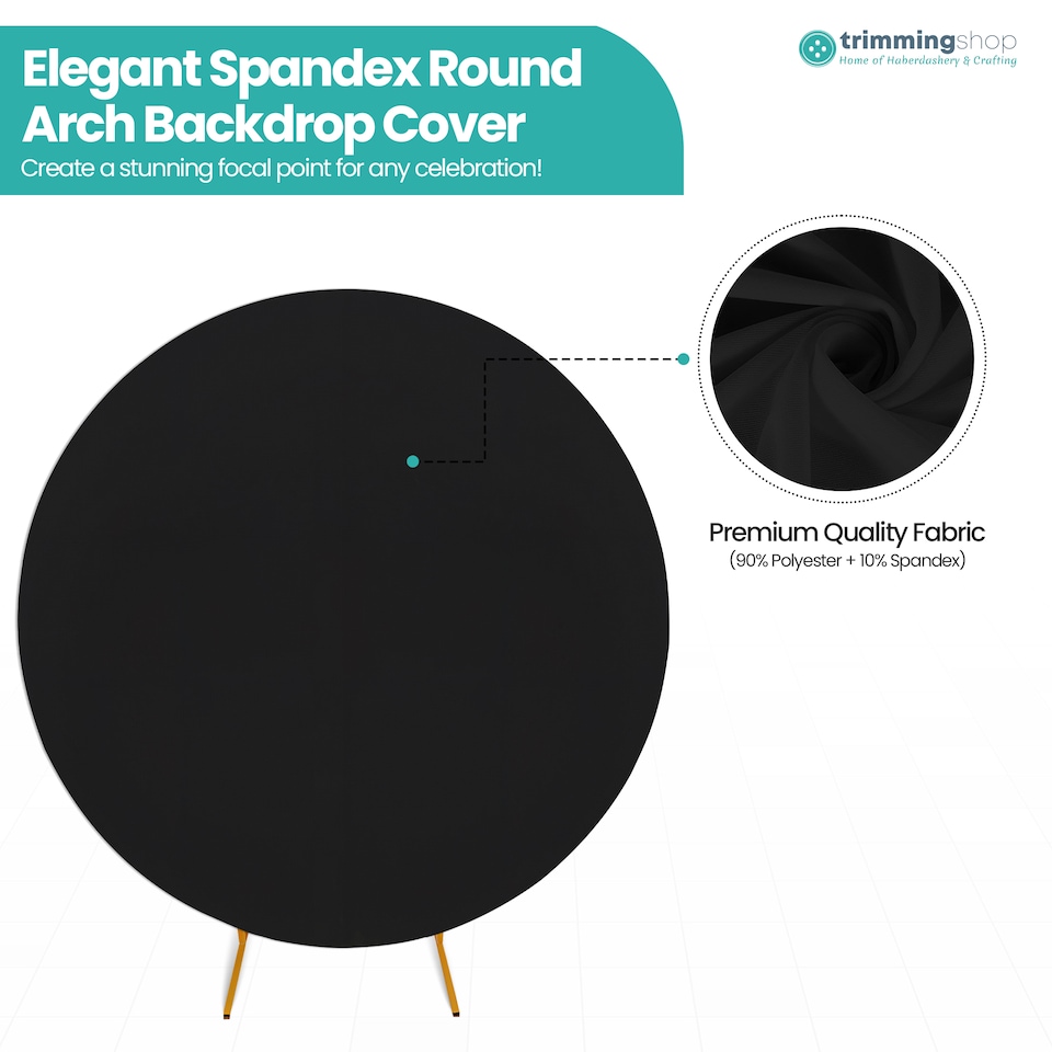 image 1 of 160GSM Black Round Arch Backdrop Cover - 200cm