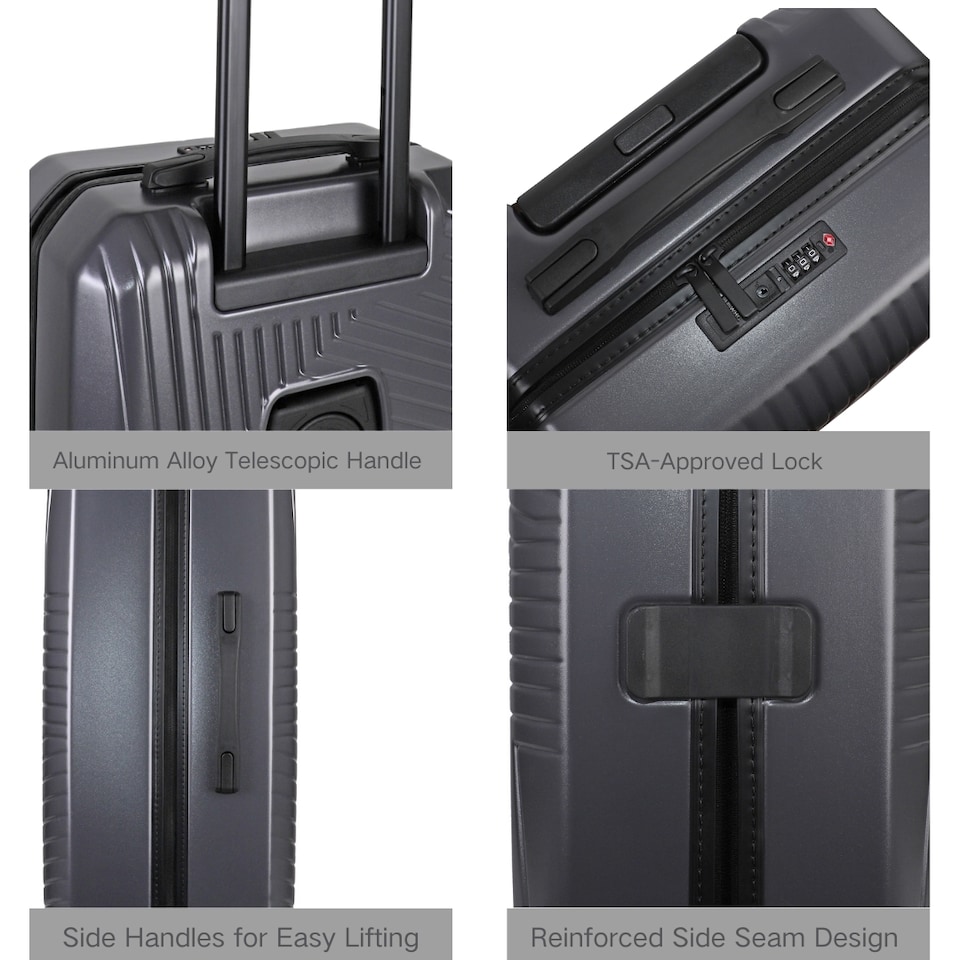 image 1 of 3 Piece Hard Shell Luggage Suitcase Set-Vanity Case + 24/28 inch Suitcase