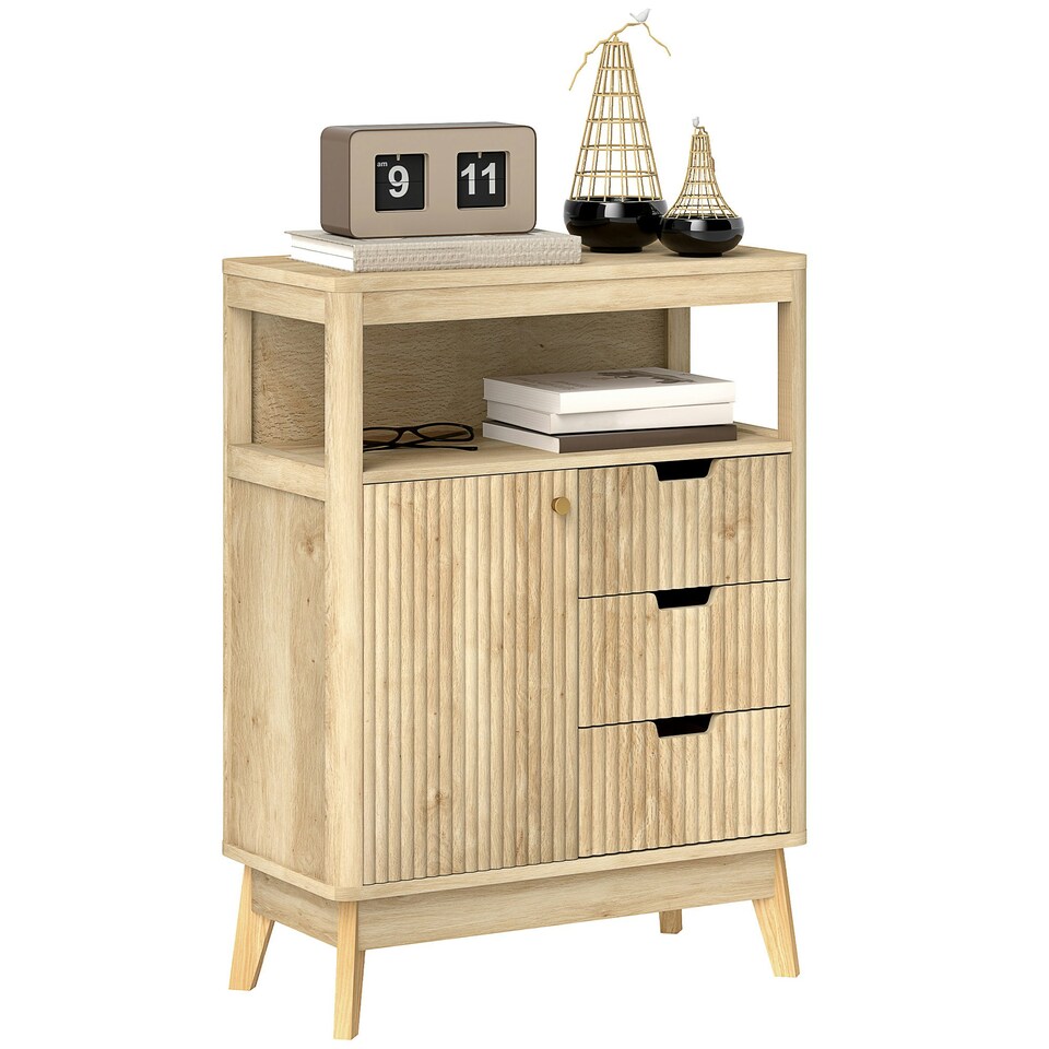 image 1 of HOMCOM Modern Sideboard Storage Cabinet for Living Room Dining Room Bedroom Yellow
