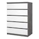 image 3 of Naia Chest of 5 Drawers in Concrete and White High Gloss