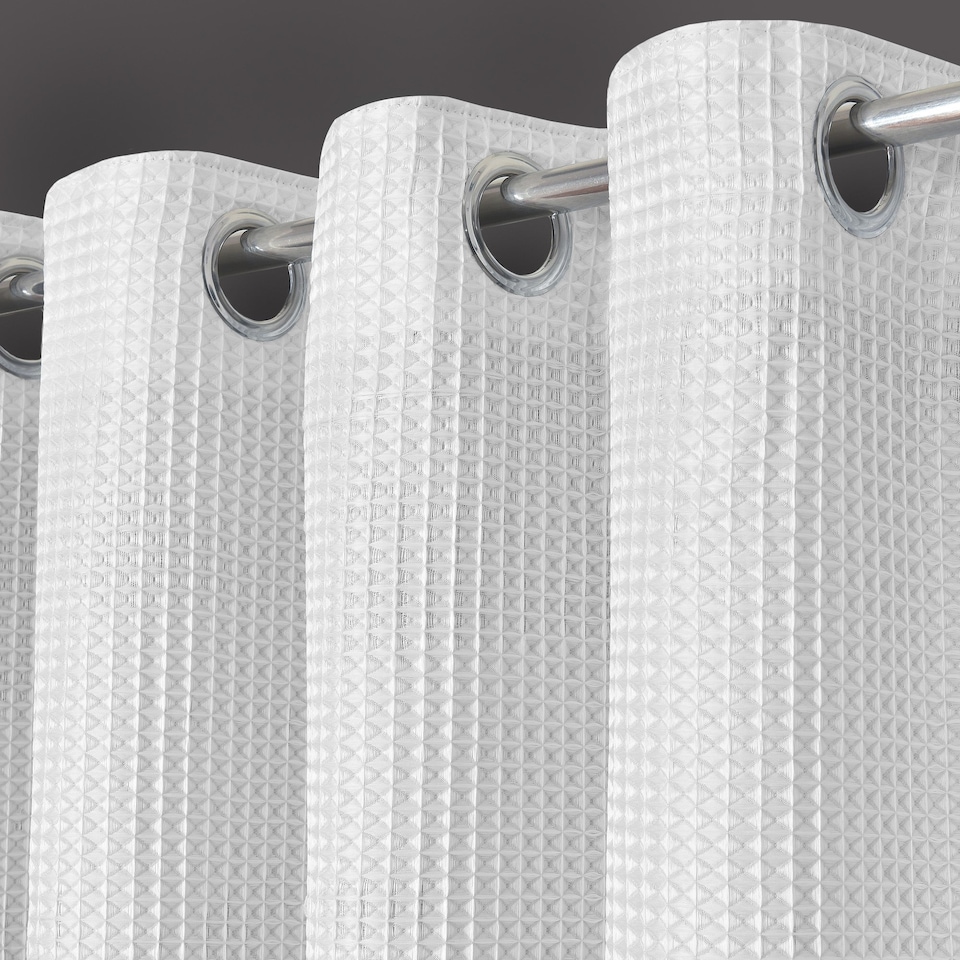 image 1 of Velosso Waffle Weave Total Blackout Jacquard Eyelet Header Curtains - 228cm x 228cm