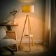 image 1 of ValueLights Morrigan Natural Shade Wooden Shelf Tripod Floor Lamp Cream