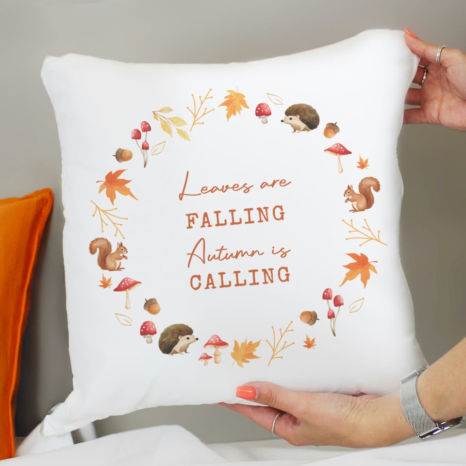 image 1 of Personalised Autumn Cushion | White