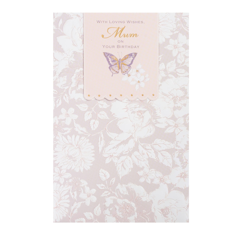 image 1 of Mum Birthday card - Floral with Butterfly