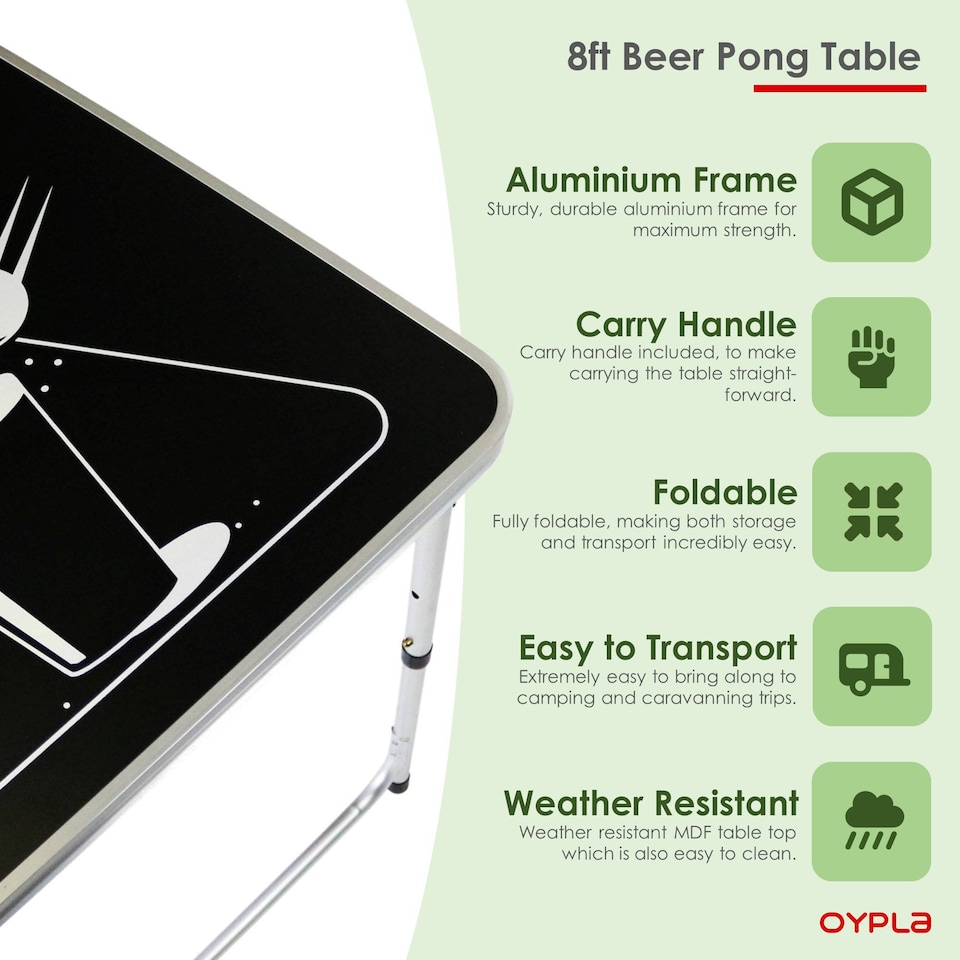 image 1 of Official Size 8 Foot Folding Beer Pong Table BBQ Drinking Party