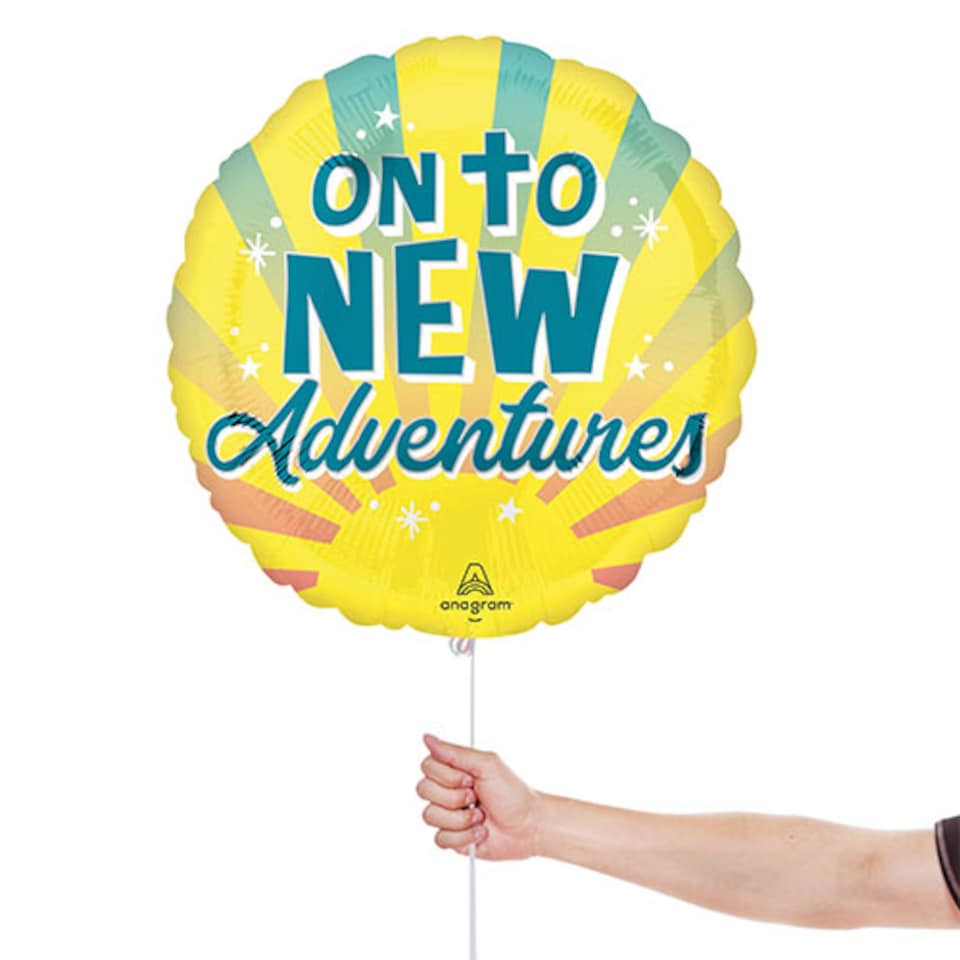 image 1 of On To New Adventures Round Foil Helium Balloon 46cm / 18 in | Yellow