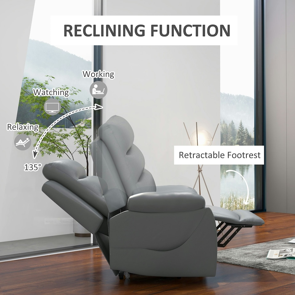 image 1 of HOMCOM Power Lift Recliner Chair Reclining Armchair for Living Room, Grey Grey