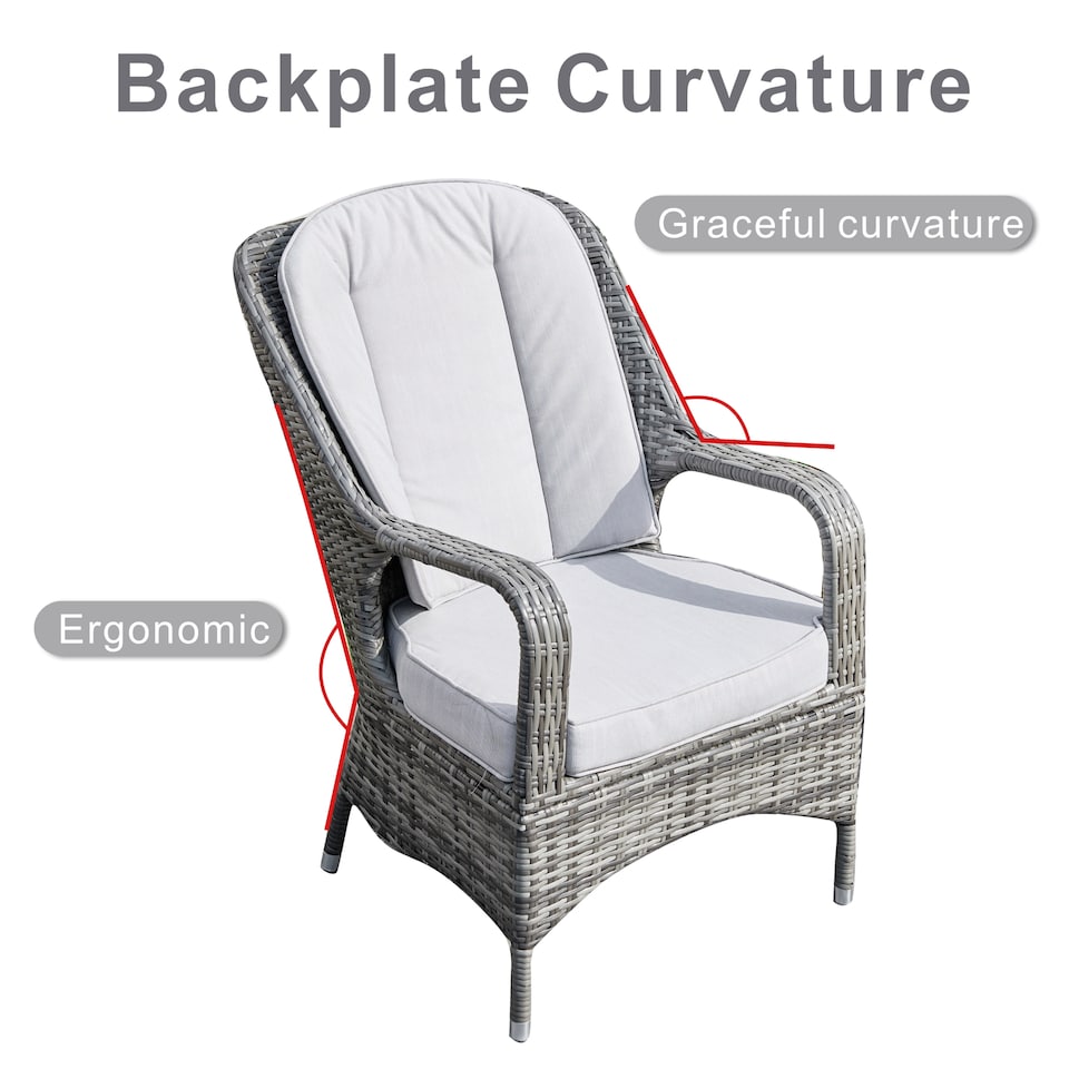 image 1 of Direct Wicker 2-Piece Outdoor PE Rattan Dining Chairs, Grey | Grey