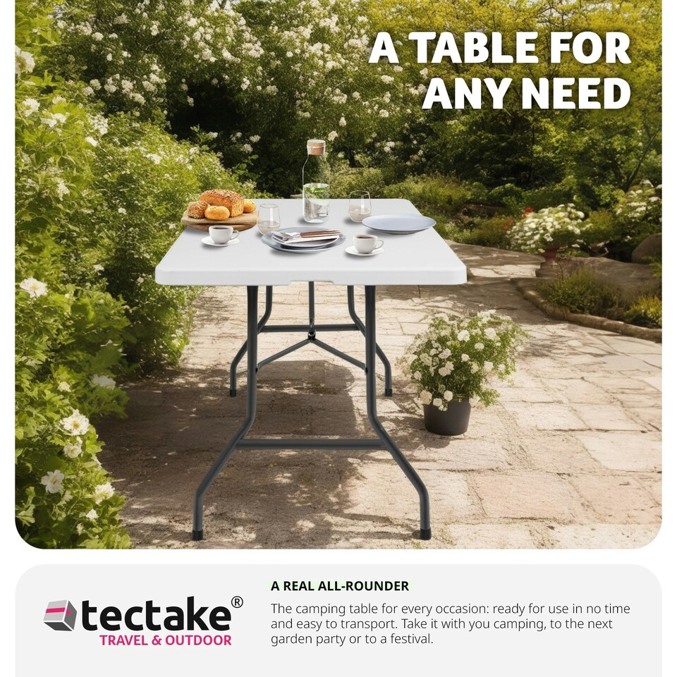 image 1 of Camping Table - foldable with carry handle White