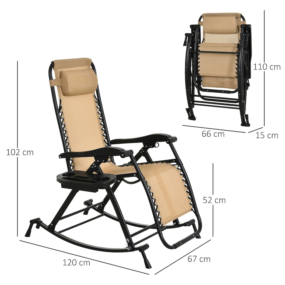 image 1 of Outsunny Folding Recliner Chair Outdoor Lounge Zero-Gravity Seat