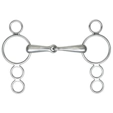 Shires Jointed Horse 3 Ring Gag Bit - Silver - 5in