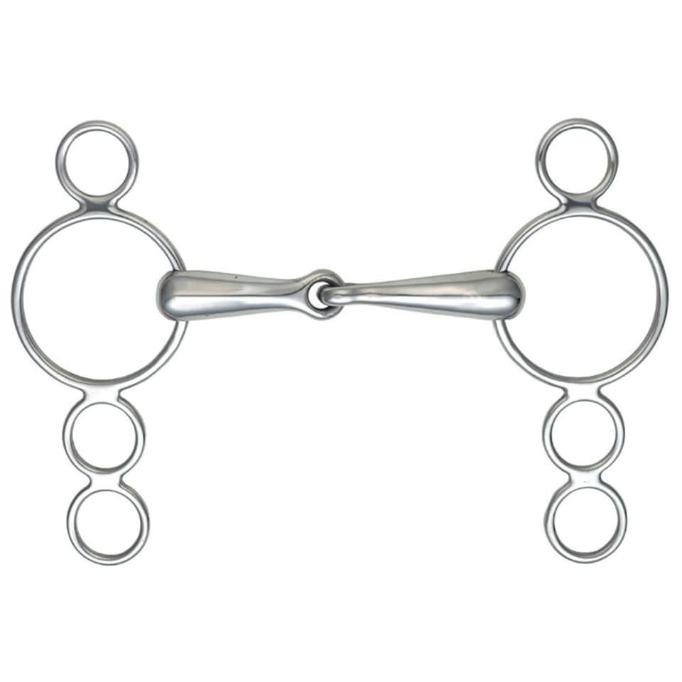 Shires Jointed Horse 3 Ring Gag Bit - Silver - 5in