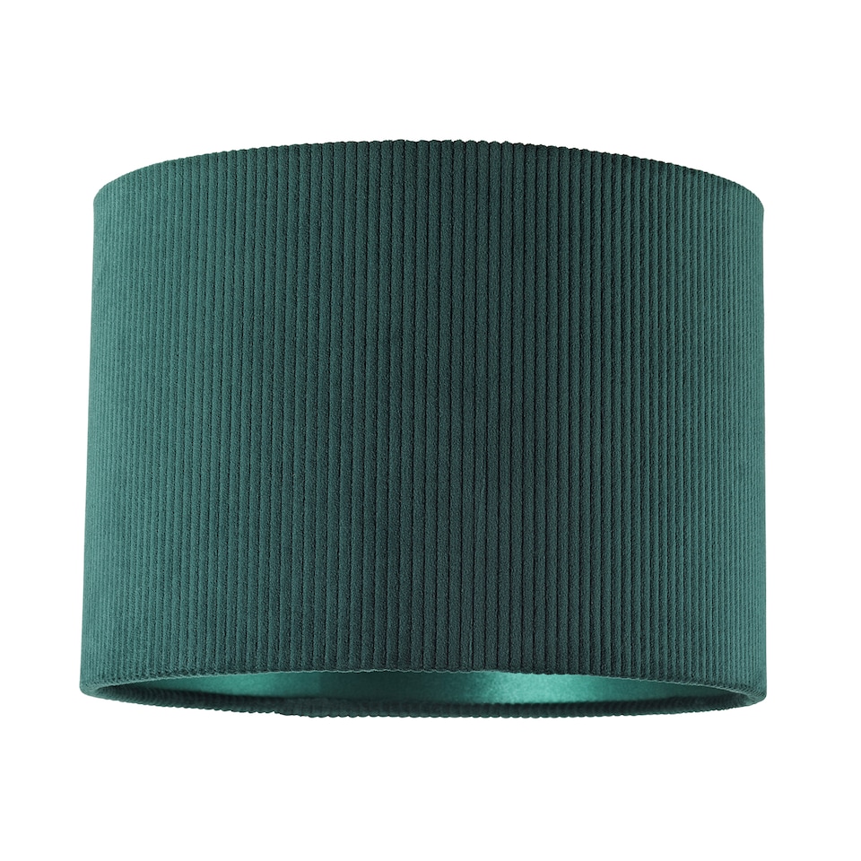 image 1 of Dark Forest Green Corduroy Fabric 10' Lamp Shade with Inner Emerald Satin Lining | Green | 10"