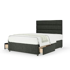 Neptune Spring Charcoal Linen 2 Drawer Divan Set And Milan Headboard Double