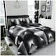 image 3 of 3D Triangle Printed Duvet Cover Set Reversible Polycotton Beddings Black | King