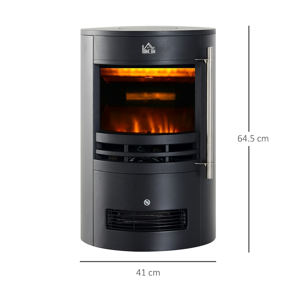 image 1 of HOMCOM Fireplace Electric Heater Stove w/ Thermostat Control Black Freestanding