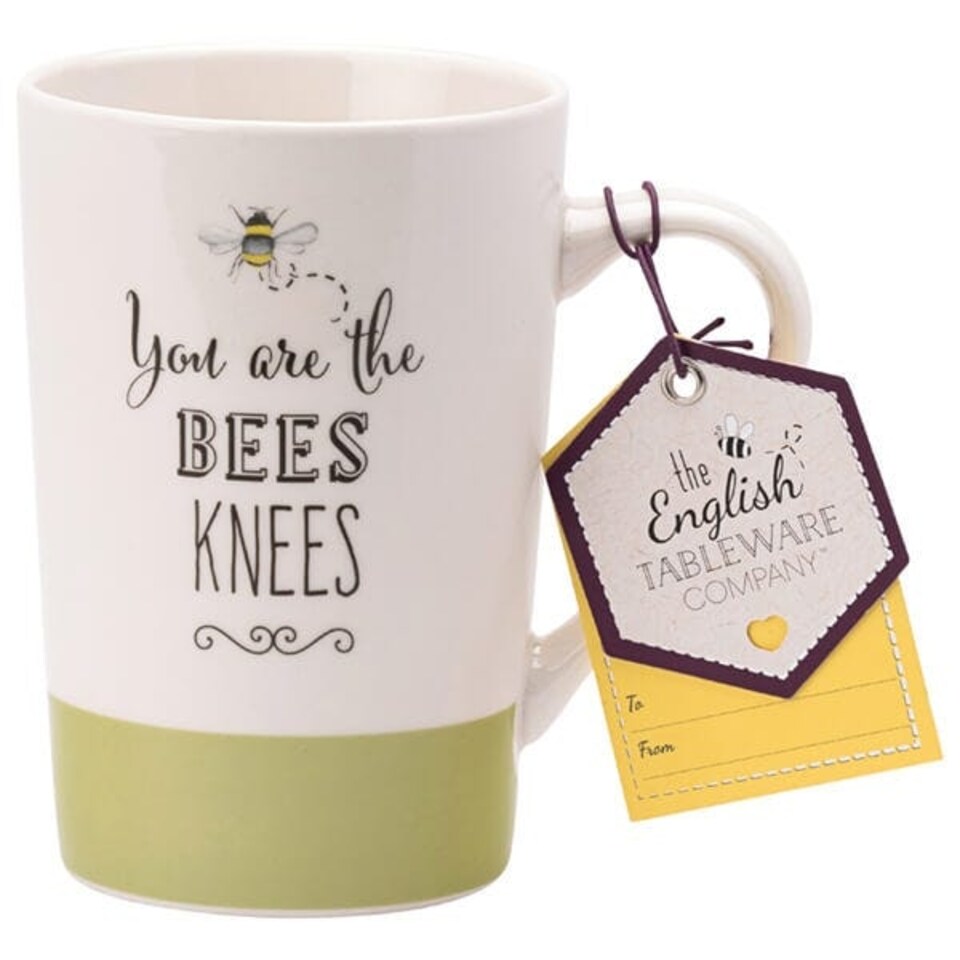 image 1 of English Tableware Company Bee Happy Fine China Latte Mug-Bees Knees-Green