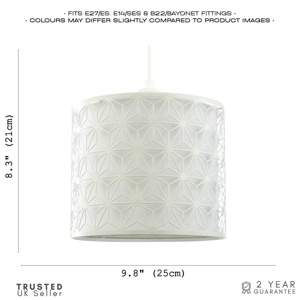 image 1 of Modern Geometric Pendant Lighting Shade with Inner White Cotton Drum Diffuser