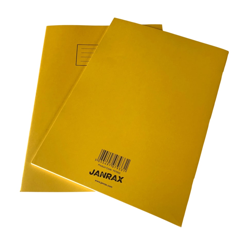 image 1 of Pack of 10 Janrax A4 Yellow 80 Pages Feint and Ruled Exercise Books