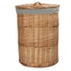 image 2 of Small Light Steamed Wicker Round Linen Basket with Grey Sage Lining Grey | Grey