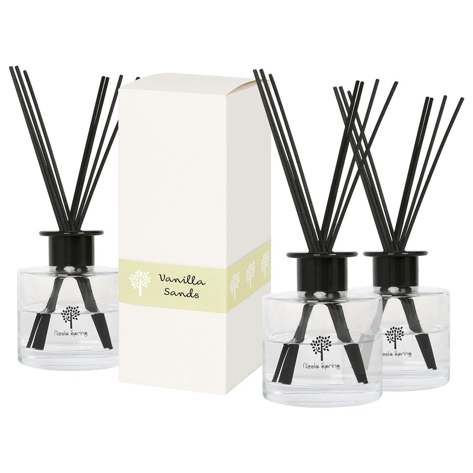 image 1 of Nicola Spring Glass Reed Diffusers - 200ml - Vanilla Sands - Pack of 3