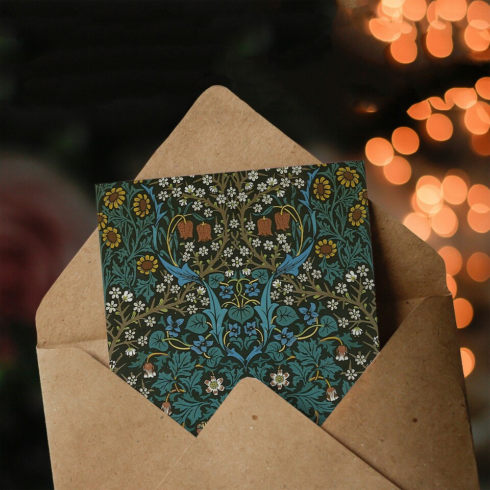 image 1 of William Morris Art Card Tulip and Daisy Flowers Pattern