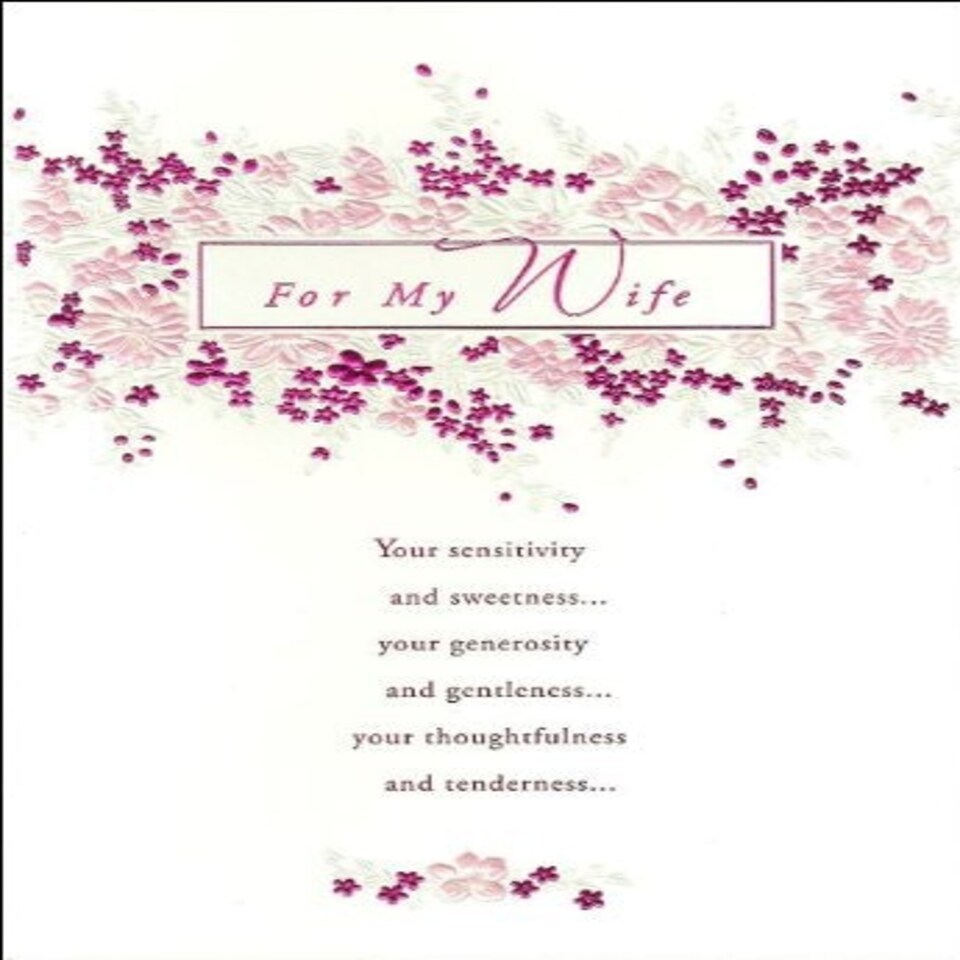 image 1 of For My Wife' Mother's Day Card Embossed Floral Design