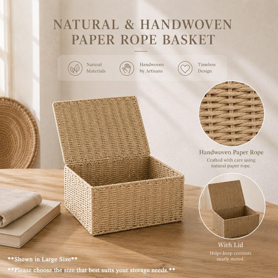 image 1 of Wickerfield Paper Rope Storage Boxes with Lids