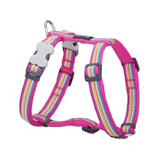 Dog H-Harness Design Horizontal Stripes Hot Pink Pink | S
