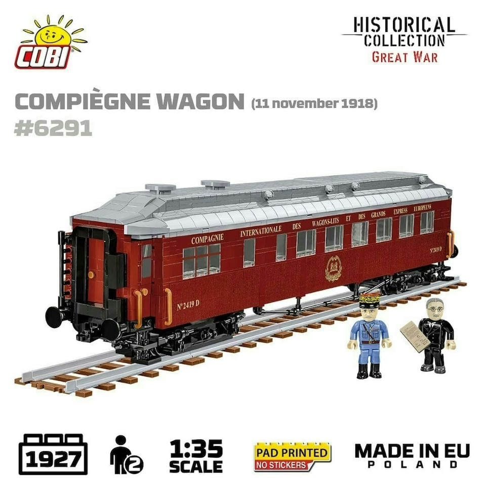 image 1 of Compiegne wagon brick model 1918 - COBI 6291 - 1945 bricks
