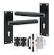 image 2 of Golden Grace Victorian T-Bar Linear Design Lock Door Handle Set Matt Black Finish with 3 Lever Lock - 150mm