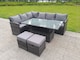 image 4 of Fimous High Back Corner Rattan Garden Furniture Sofa Dining Rising Table Height Adjustable 8 Seater 2 Small Foot Stools