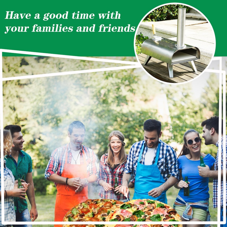 image 1 of Gr8 Garden Pizza Oven Portable 12 inch Wood Pellet BBQ Stainless Steel Outdoor Grill Cooker
