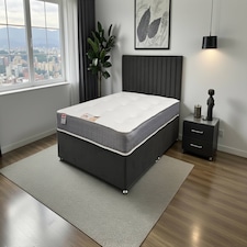 Emily Naples Divan Bed, 0 Drawers + Sprung Memory Mattress & Headboard