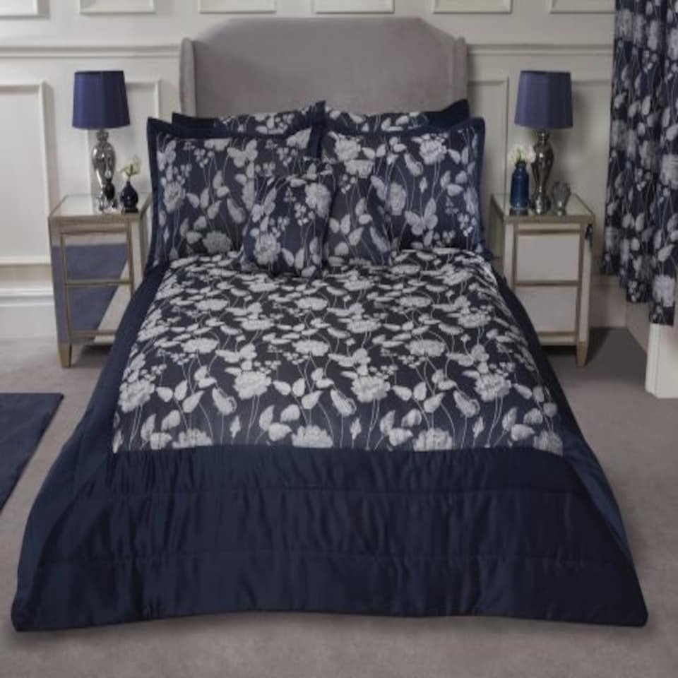 image 1 of Meadows Bedspread Navy Blue | Blue