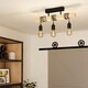 image 1 of EGLO Townshend Black/Natural Metal & Wood 3-Light Pendant - Industrial Style (D) 55cm