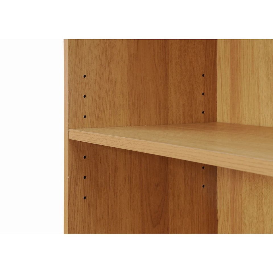 image 1 of Essentials 4 Tier Bookcase Tall Display Shelving Storage Unit Wood Furniture Oak