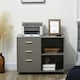 image 6 of HOMCOM Freestanding Storage Cabinet w/ 3 Drawers 2 Shelves 4 Wheels Office Grey