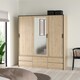 image 8 of Line Wardrobe with 2 Sliding Doors 1 Sliding Door with Mirror in Jackson Hickory Oak